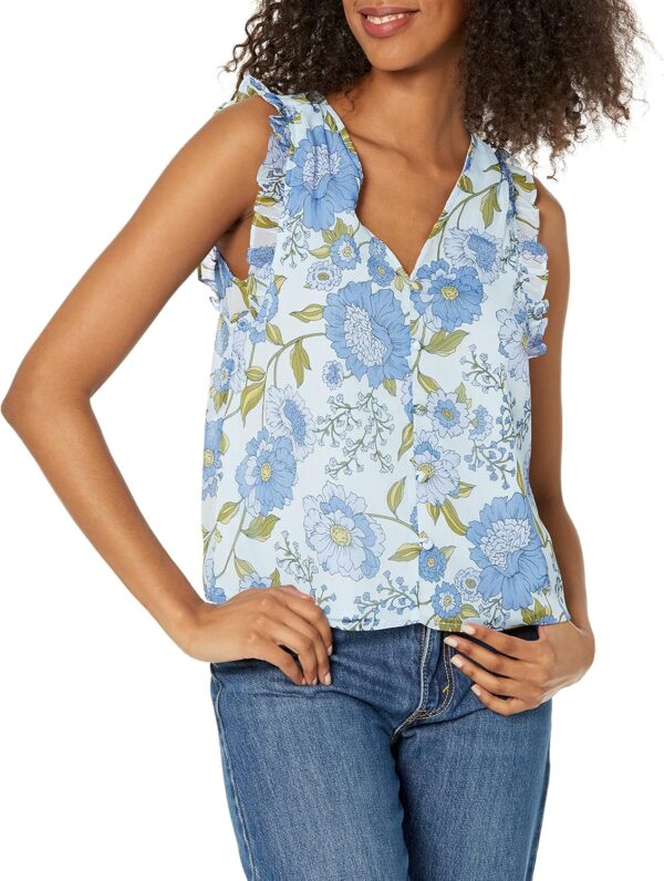 Steve Madden Womens Loretta Top Vintage Blue Blouse-0