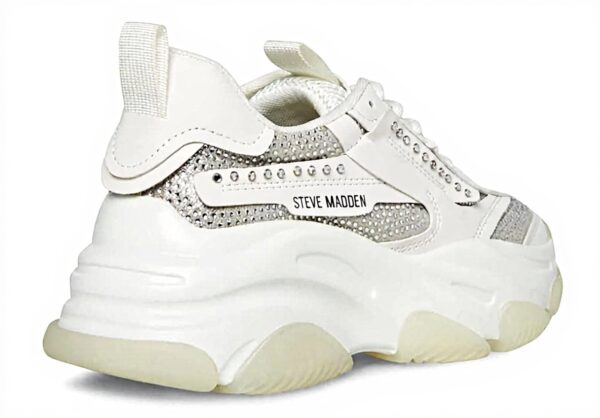 Steve Madden White Rhinestone Trainers Women Dad Sneaker