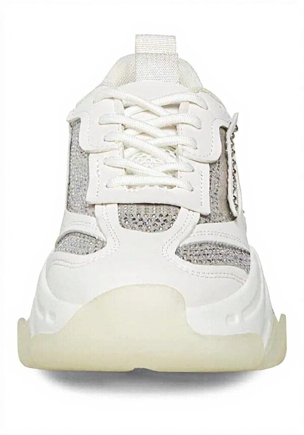 Steve Madden White Rhinestone Trainers Women Dad Sneaker