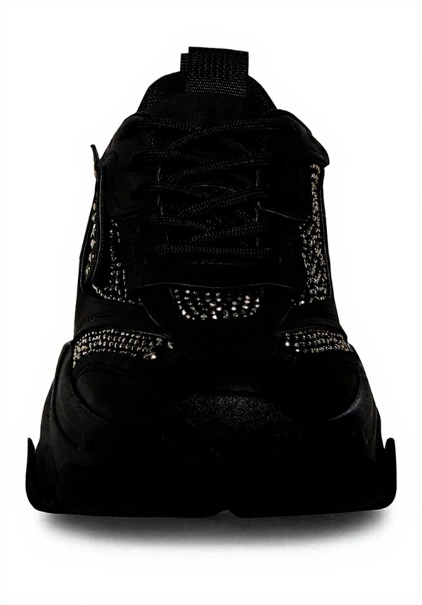 Steve Madden Womens Trainers Black Rhinestone Dad Sneaker