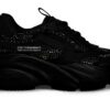 Steve Madden Womens Trainers Black Rhinestone Dad Sneaker
