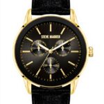 Steve Madden Mens Suspenders Gunmetal Grey Dial Leather