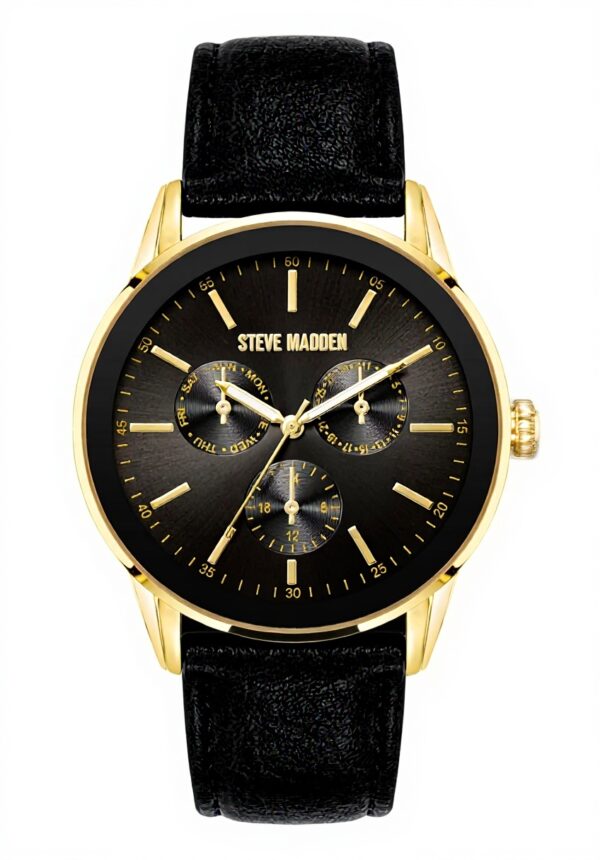 Steve Madden Mens Suspenders Gunmetal Grey Dial Leather