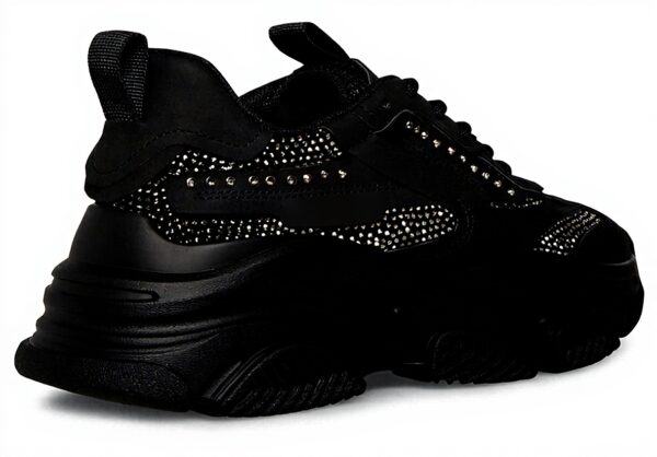Steve Madden Womens Trainers Black Rhinestone Dad Sneaker