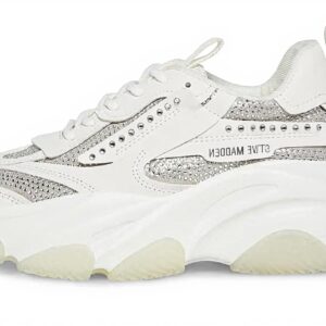 Steve Madden White Rhinestone Trainers Women Dad Sneaker