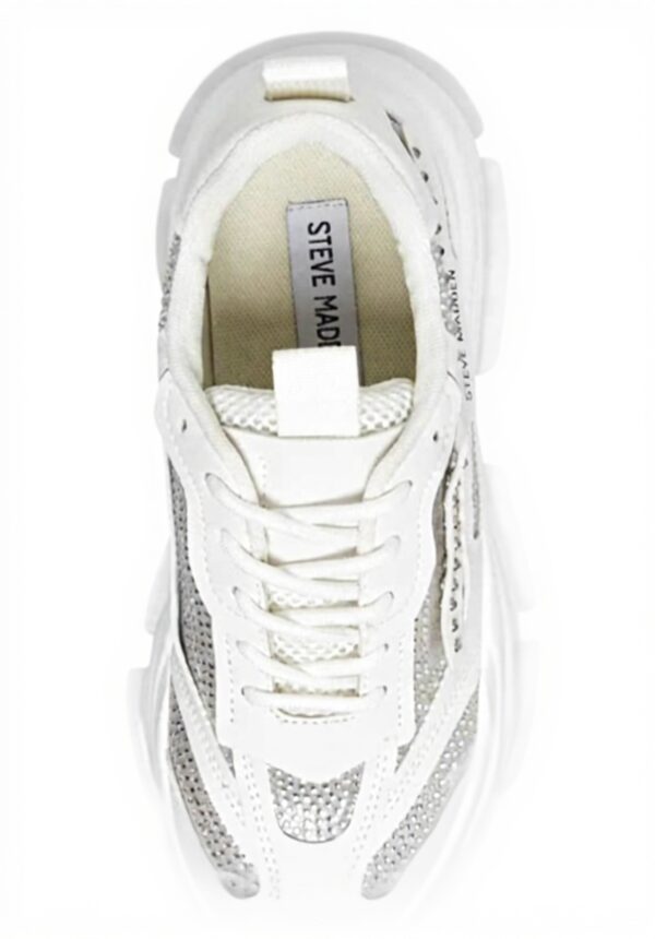 Steve Madden White Rhinestone Trainers Women Dad Sneaker