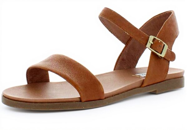 Steve Madden Dina Flat Sandal Tan Leather Womens Fashion