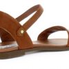 Steve Madden Dina Flat Sandal Tan Leather Womens Fashion