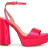 Steve Madden Lessa Heeled Sandal Pink Satin Womens Shoes
