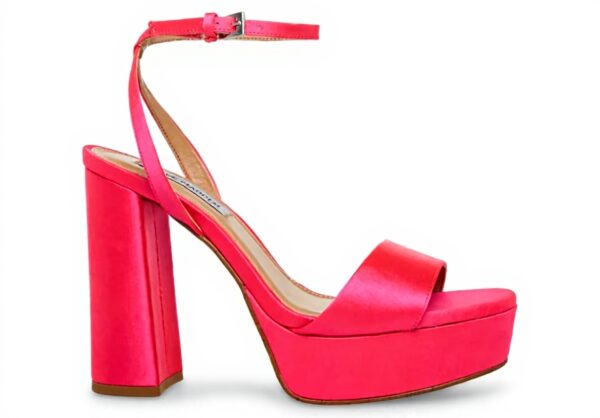 Steve Madden Lessa Heeled Sandal Pink Satin Womens Shoes