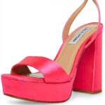 Steve Madden Lessa Heeled Sandal Pink Satin Womens Shoes