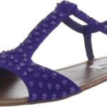 Steve Madden Womens T-Strap Sandal Purple Suede Fashion-0