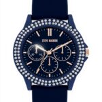 Steve Madden Womens Crystal Watch Navy Rose Gold Pink