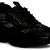 Steve Madden Womens Trainers Black Rhinestone Dad Sneaker