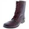 Steve Madden Womens Wine Leather Combat Boots Troopa