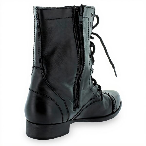Steve Madden Womens Combat Boots Black Leather Troopa