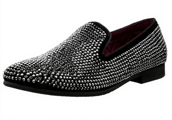 Steve Madden Mens Slip On Loafers Rhinestone Black