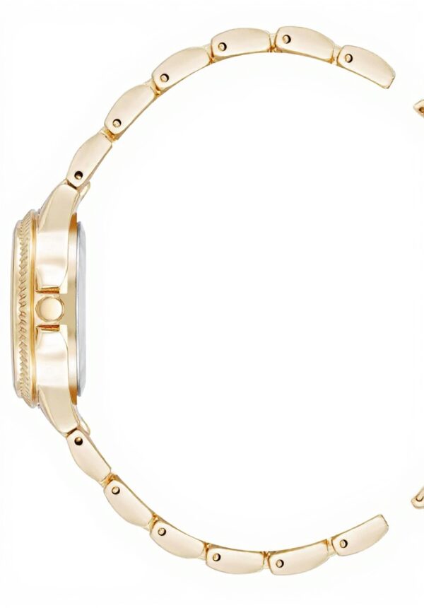 Steve Madden Womens Bracelet Watch Gold Tone Black Dial