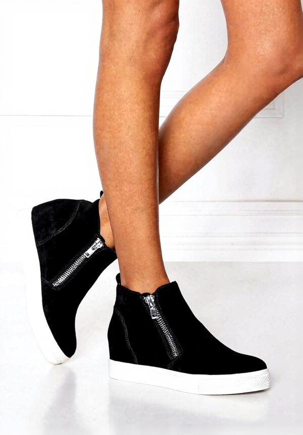 Steve Madden Wedge Sneaker Black Suede Womens Shoes